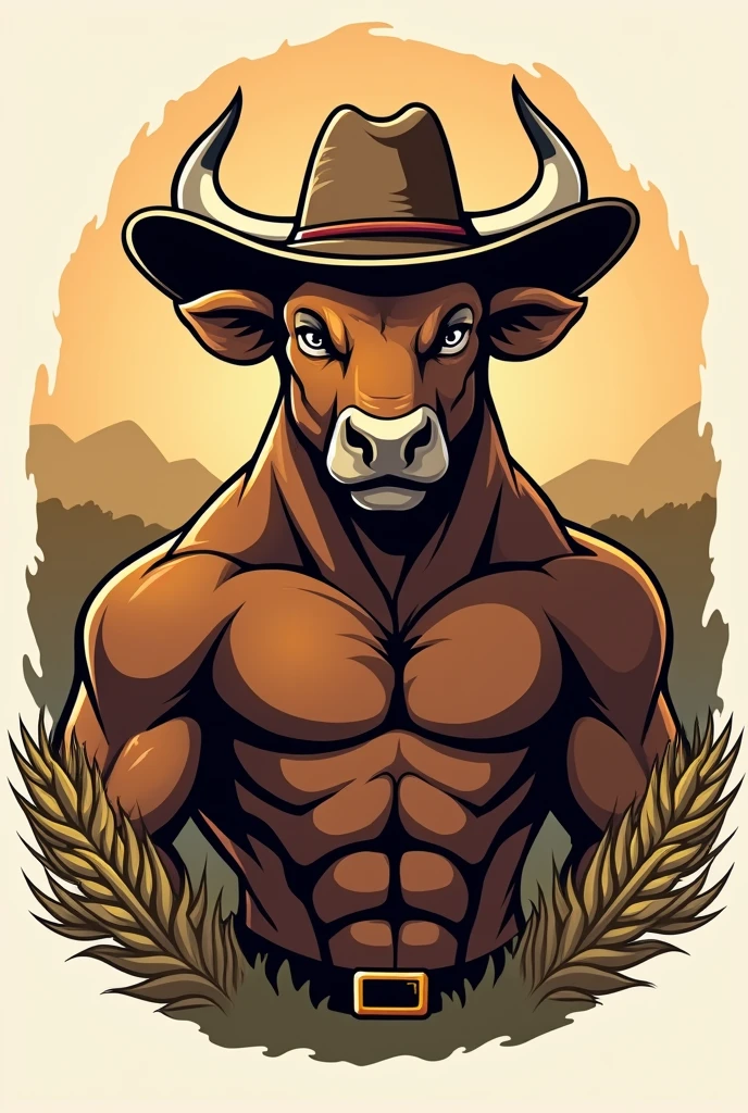 Logo of a bull farmer animal with a cowboy hat, as a mascot of the Faculty of Agronomy