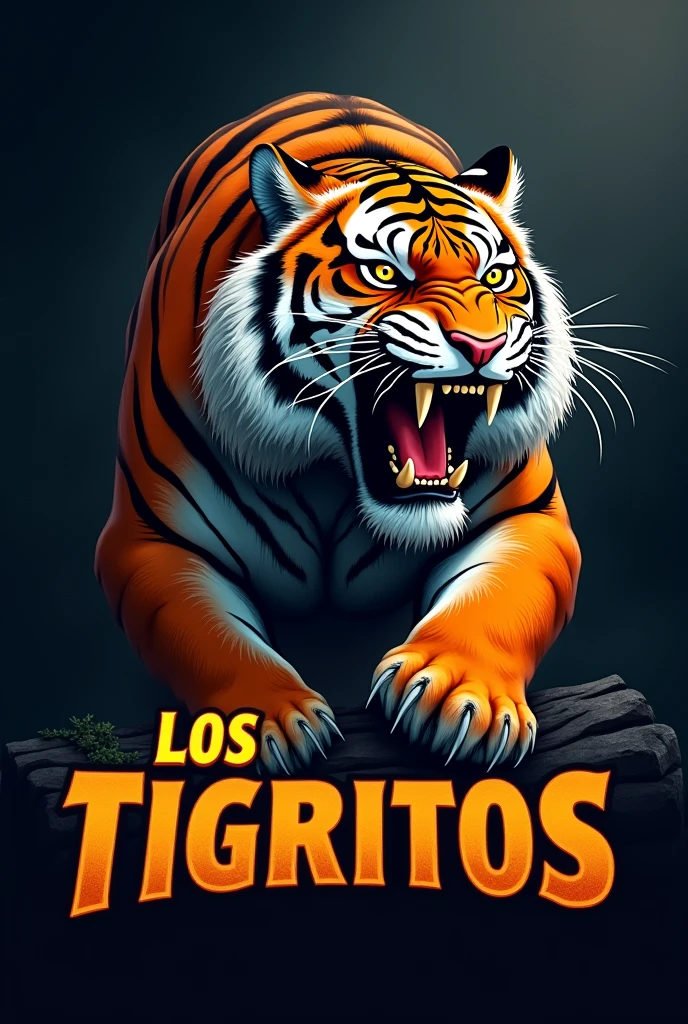Logo of a badass wild tiger roaring with the title Los Tigritos