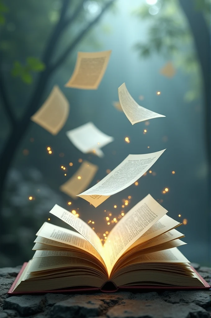 Floating book pages