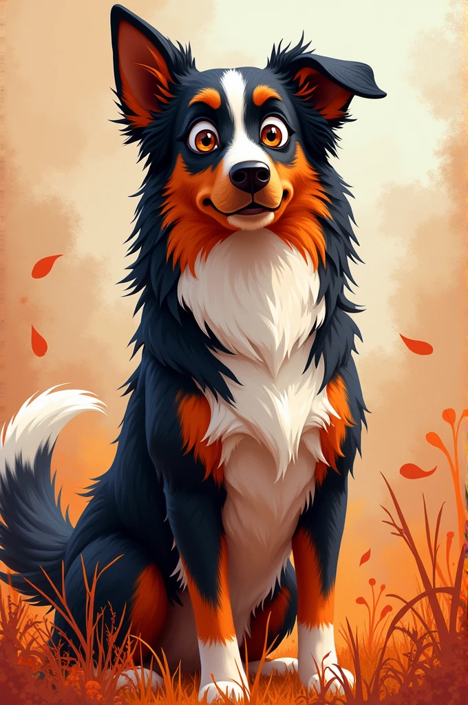 Border collie red merle animado