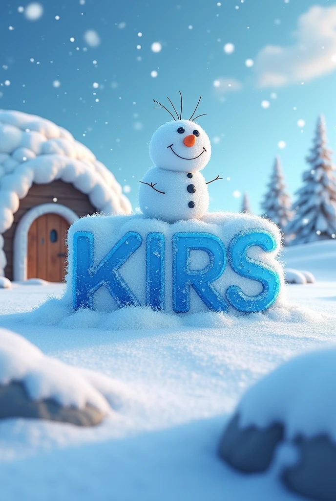 KrosserBoy logo with ice effect with snowfall with snowman with iglu