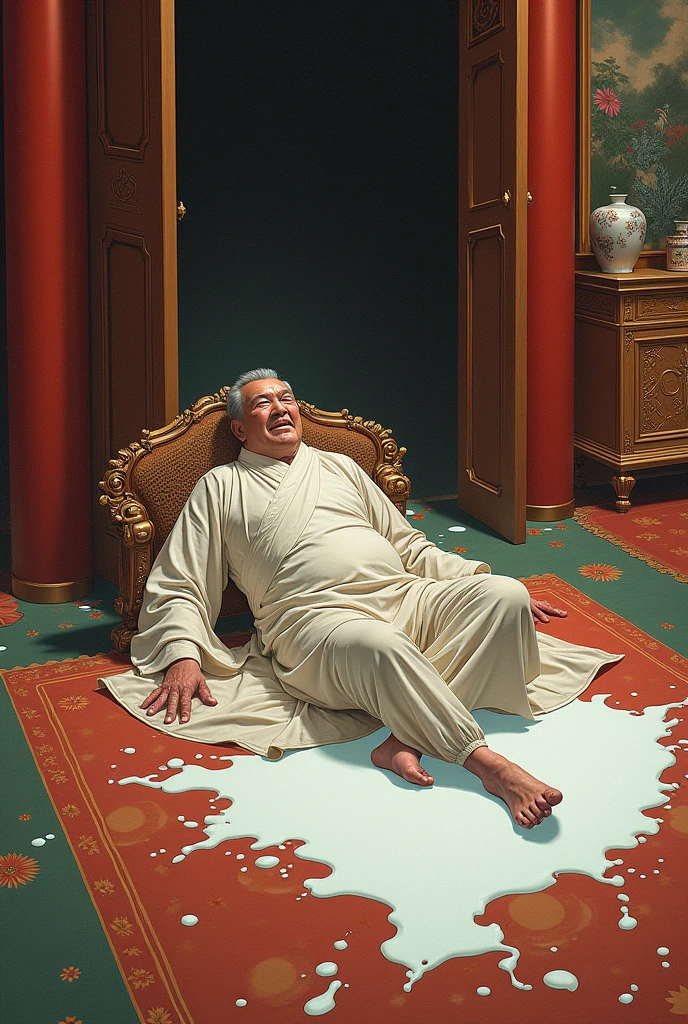 The emperor death, white milk spill from crotch, chinese style