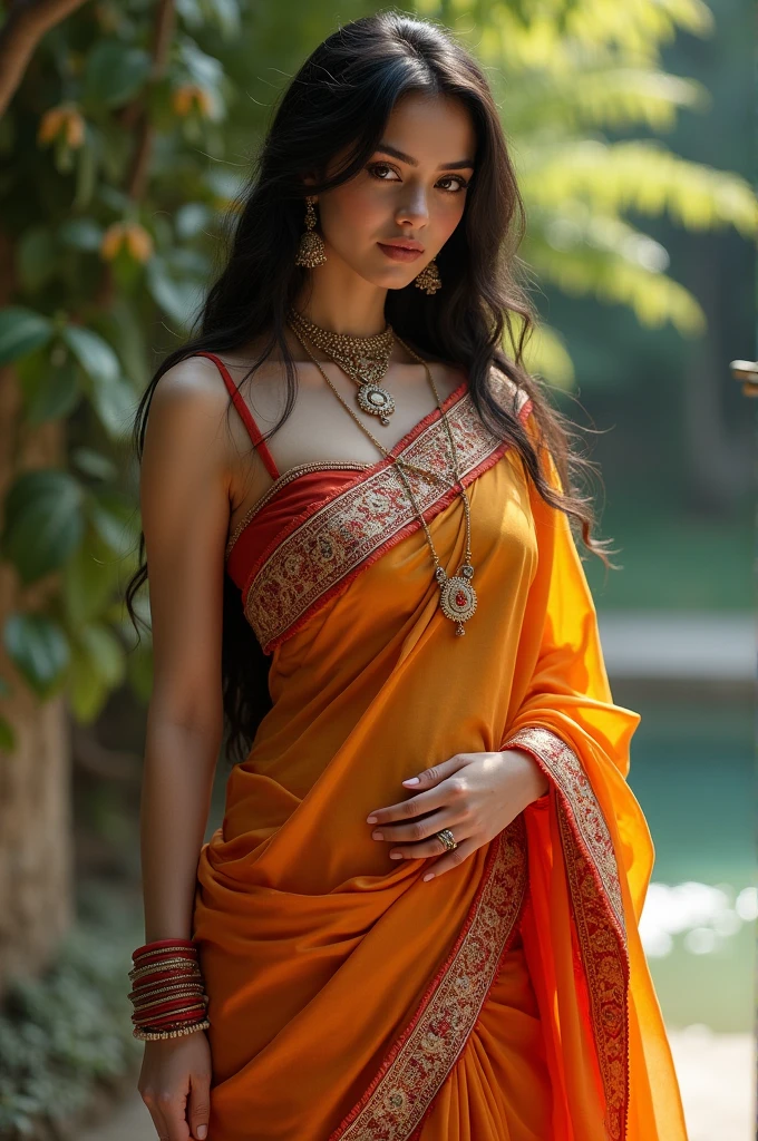 One girl wear saree and her bigg chest 