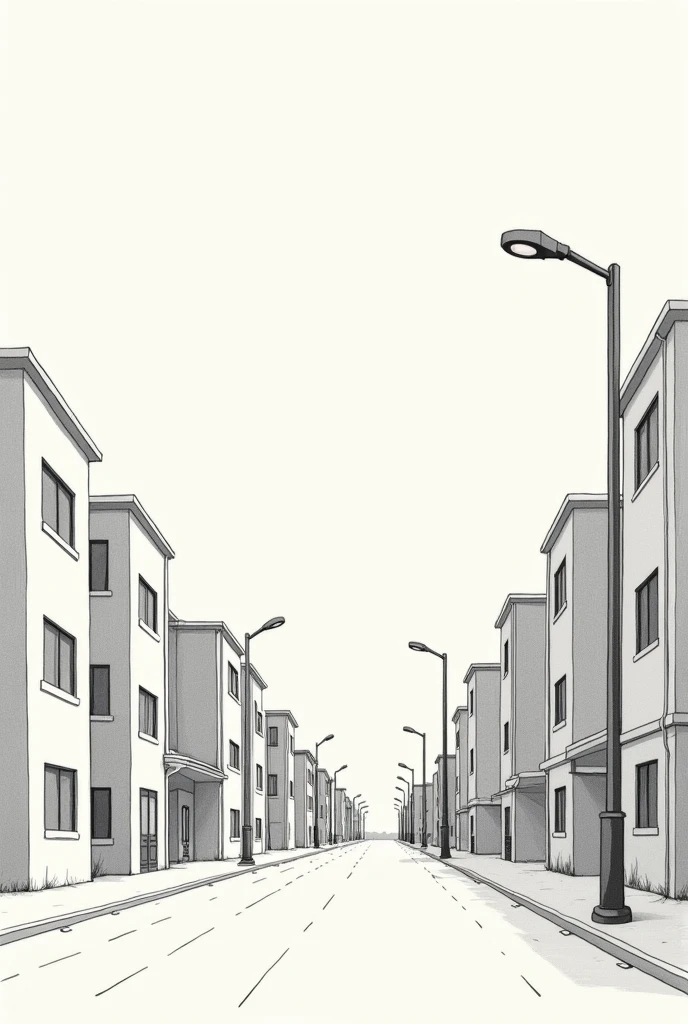 Simple drawing of government housing projects(1st floor only) with street lights each streets