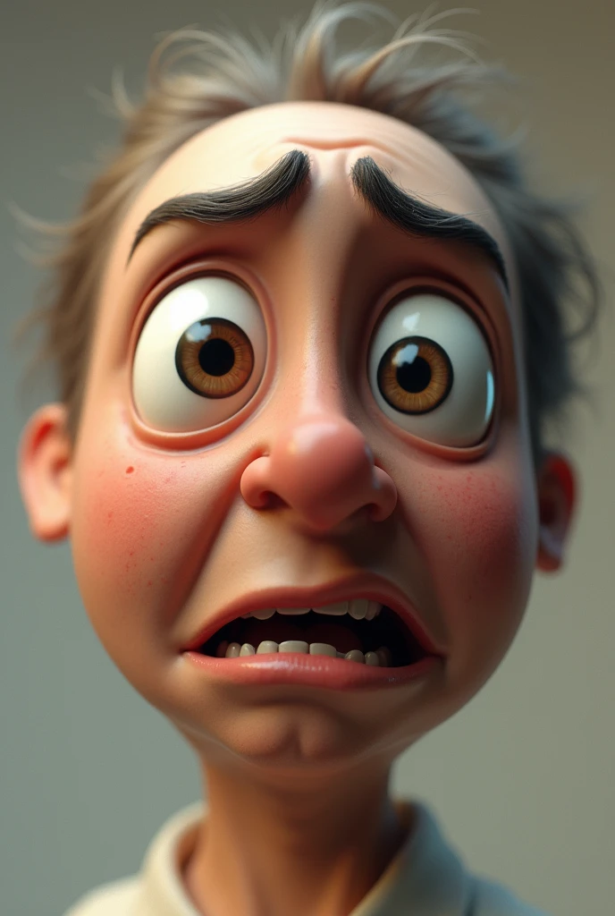 Expresses fear with closed mouth on face