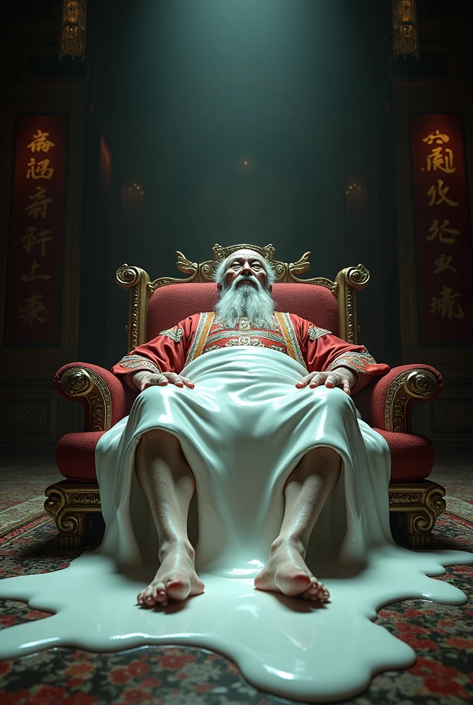 Chinese emperor death, white milk spill from crotch