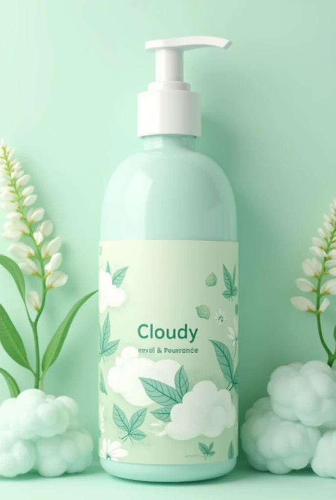 bottle label that says cloudy with mint fragrance