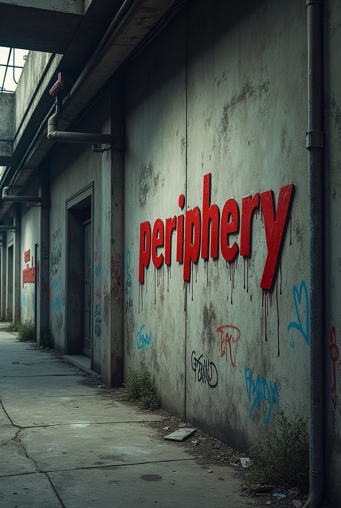 Peripheral graffiti on a wall written "periphery"