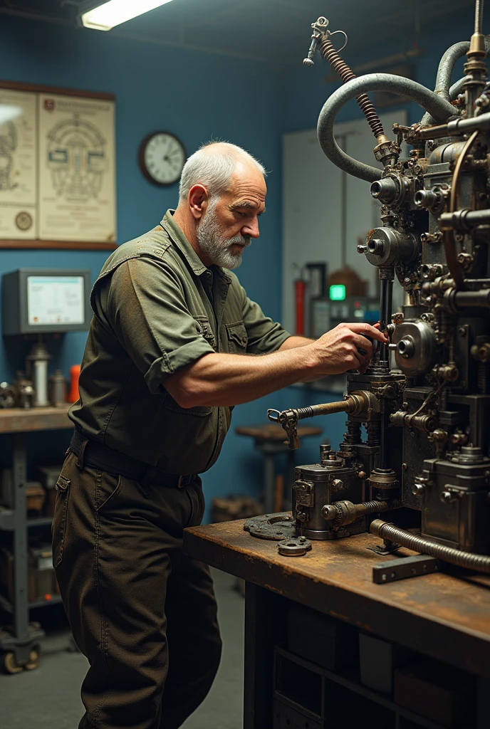 Make a picture of a professional repairing machines