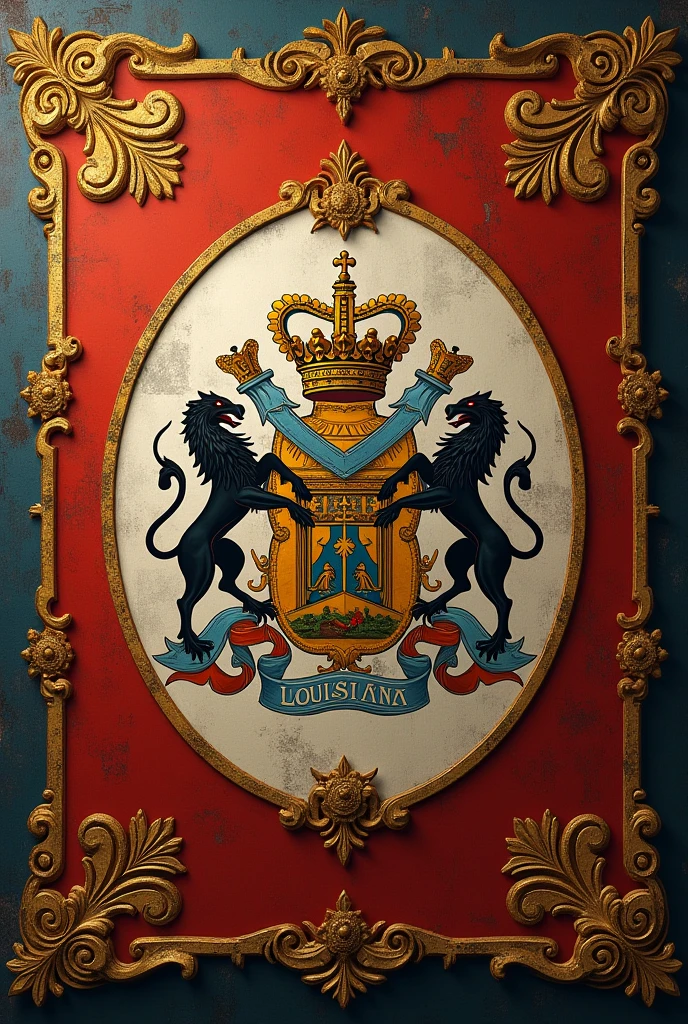 A flag similar to the Louisiana flag from the 1700s era