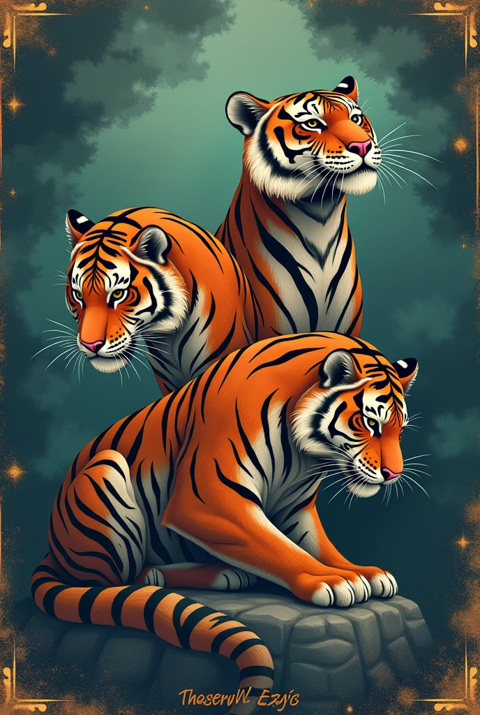 Poster with the tongue twister of the three sad tigers