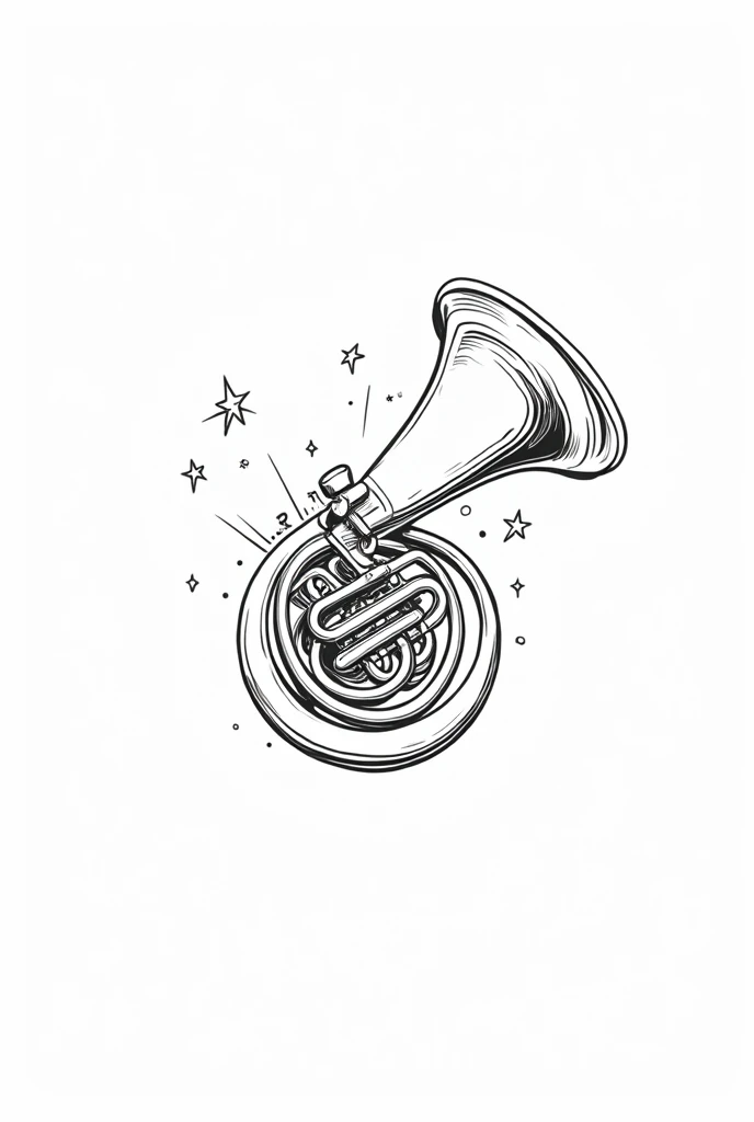 A euphonium in a marching band. line drawing background, white background, monochrome, line drawing, cartoon style ((sketch))
