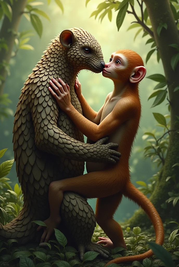 Un pangolin qui se reproduit avec un singe, amour, virus variole