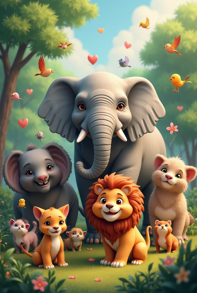 ) Animals, animals, big and small,
We love them all, yes, we love
