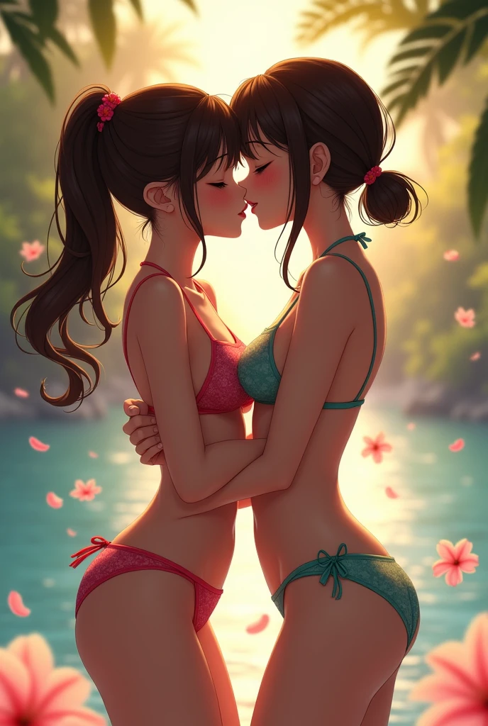 s kissing in bikini