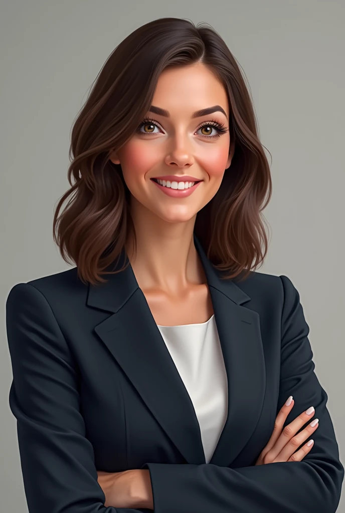 1 white woman with brown hair and brown eyes, age 32, realistic Chief Marketing Officer 18k