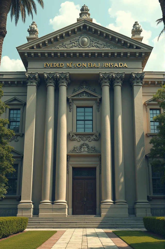 Make me an image of a university that has the following phrase written on it: The Egoists of the Pedagogical Institute. The phrase must be written in Spanish.. 