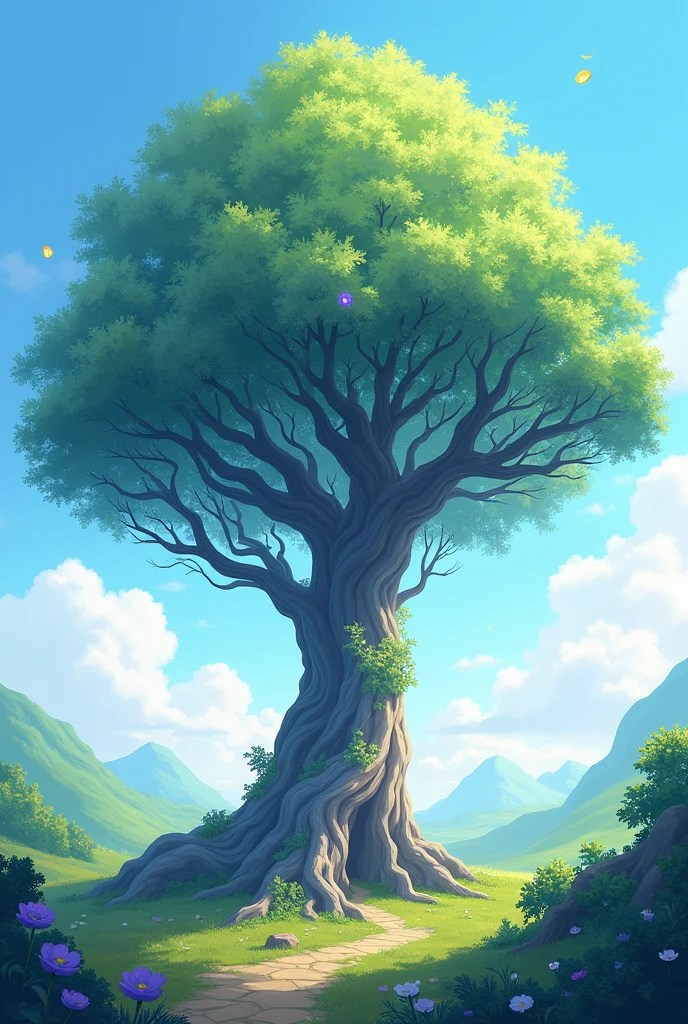 1342297473 beautiful tree, beautiful day, 2d illustration, fantasy style.