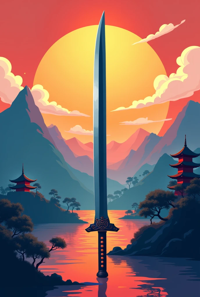 create a samurai sword that has a same graphics of ninja saga. make it 2d