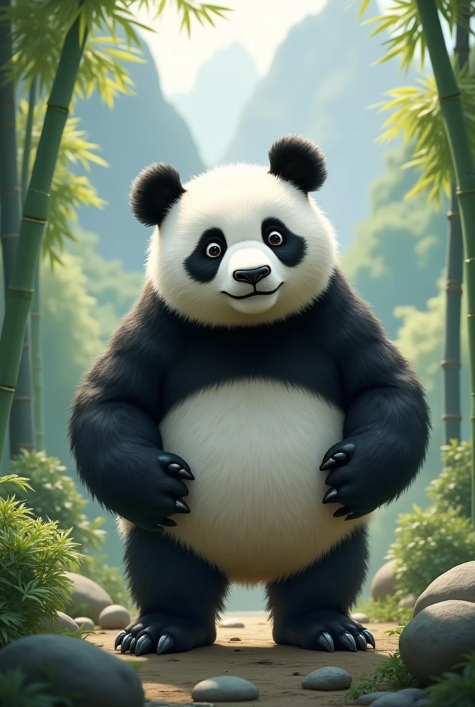 Create a cute and tough but tender panda