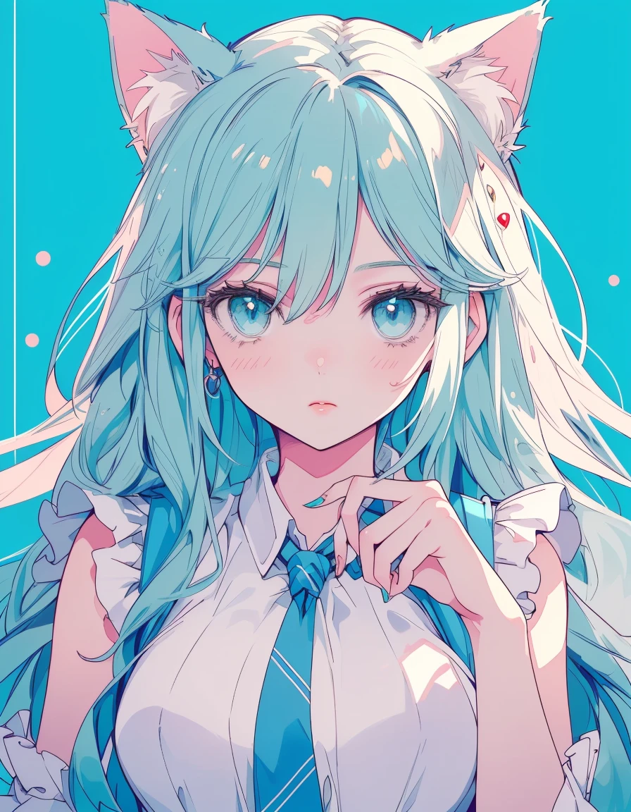 bunny girl, ((masterpiece, best quality:1.5)), ((Beautiful detailed cat aqua eyes:1.2)), cat ears, pale skin, medium breasts, beautiful hands, beautiful fingers, EasyNegative