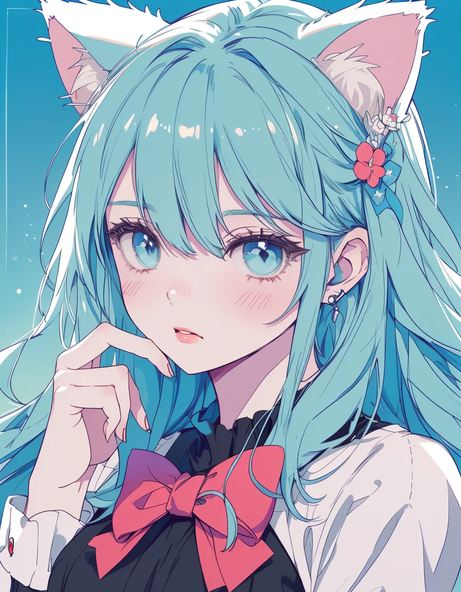 bunny girl, ((masterpiece, best quality:1.5)), ((Beautiful detailed cat aqua eyes:1.2)), cat ears, pale skin, medium breasts, beautiful hands, beautiful fingers, EasyNegative