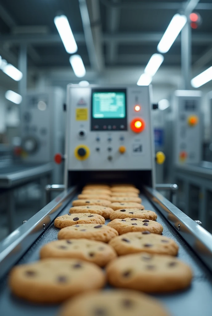 create a sensor that monitors the amount of cookies on a conveyor belt, It is big and is managed on top, discreet and modern