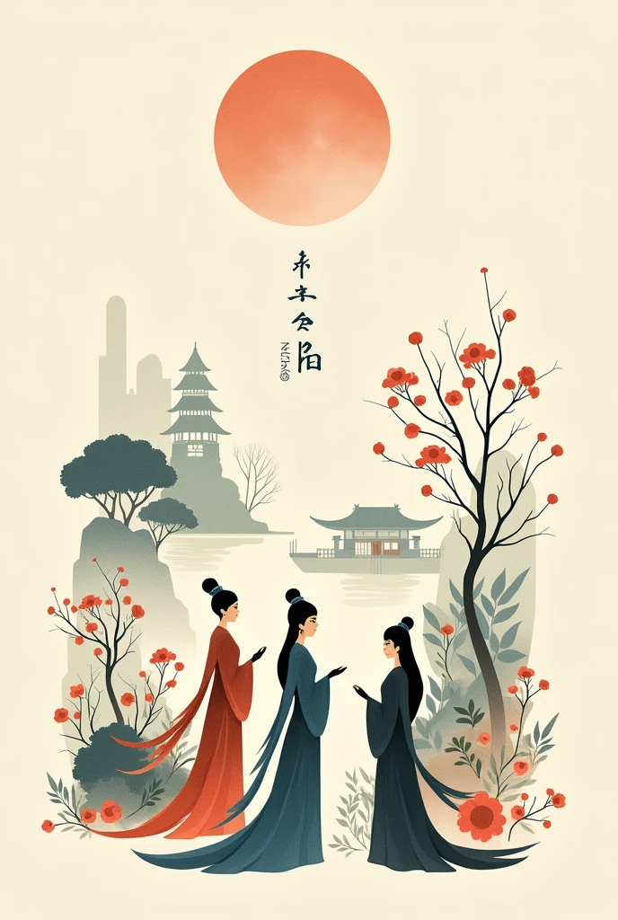 a drawing that included elements characteristic of different Asian cultures, but in a simplified way