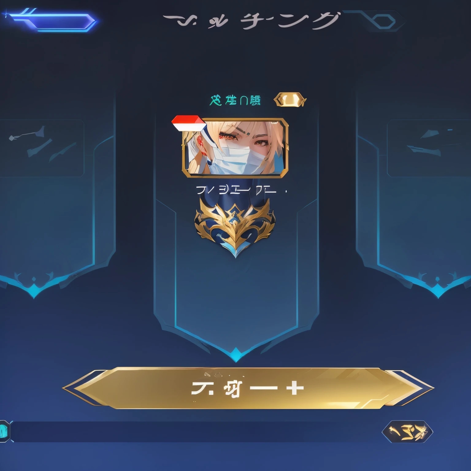a close up of a screen with a number of items on it, clear [[bronze]] face [mask], clear [bronze] face, clear portrait, style of duelyst, genshin impact style, genshin impact character, 8k!!, genshin, ayaka game genshin impact, wild rift, shadowverse style, full protrait