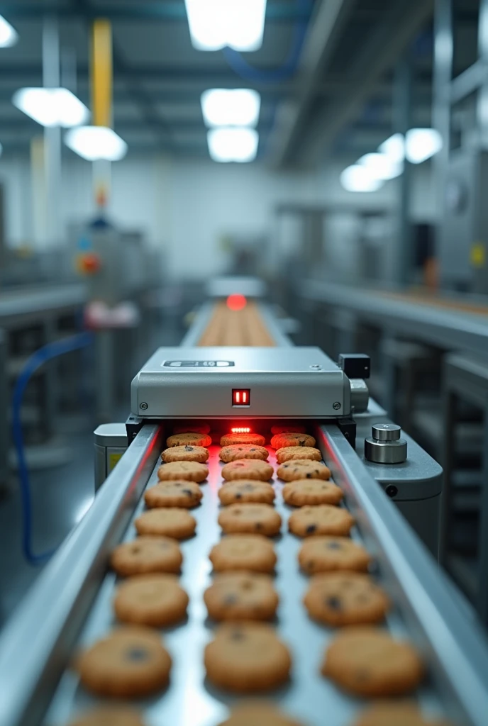 create a sensor that monitors the amount of cookies on a conveyor belt, It is big and is managed on top, discreet and modern