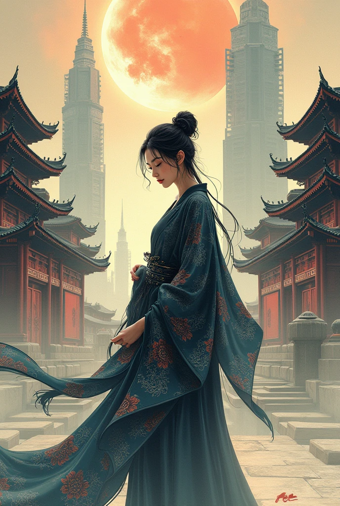 Here is an illustration inspired by Asia, combining traditional and modern elements. I hope you like it.