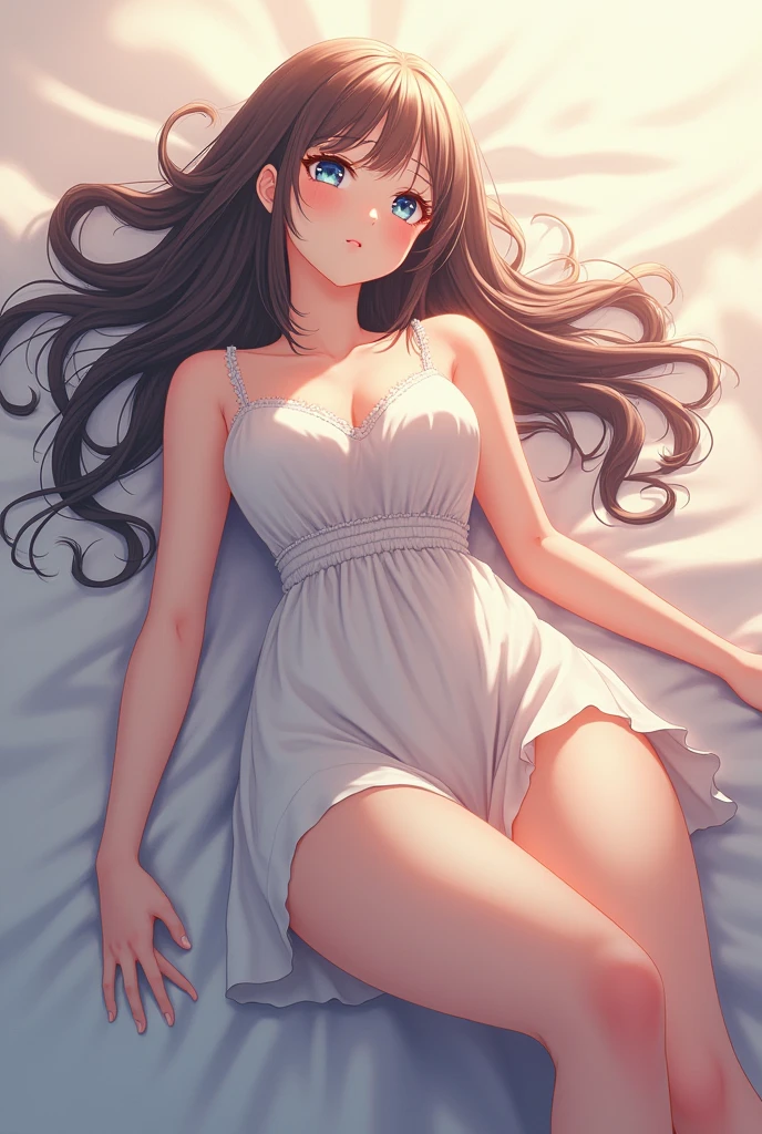 anime girl laying down on her back