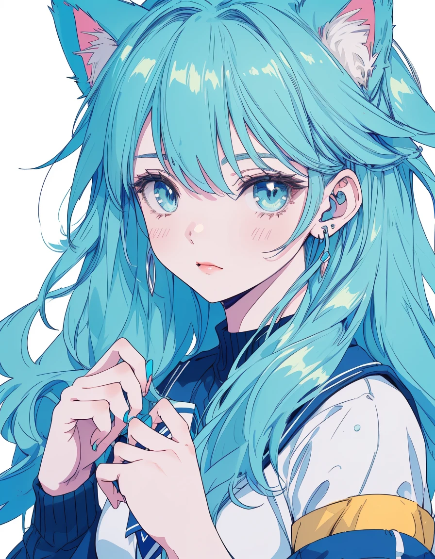 sports uniform, ((masterpiece, best quality:1.5)), ((Beautiful detailed cat aqua eyes:1.2)), cat ears, pale skin, medium breasts, beautiful hands, beautiful fingers, EasyNegative