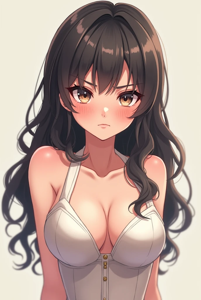 anime girl big boobs frown
