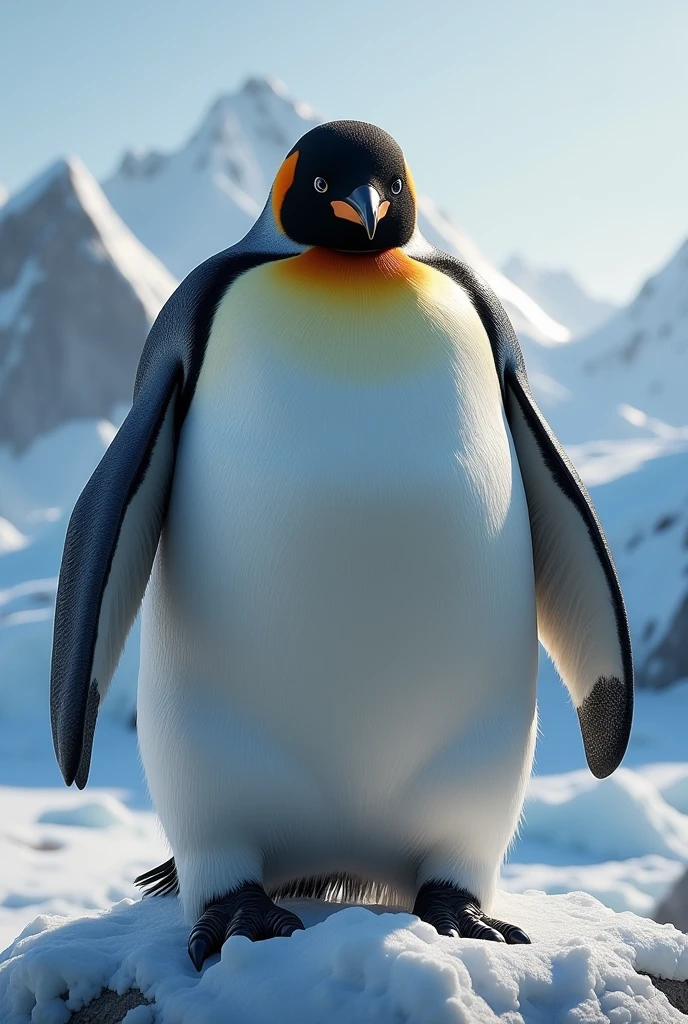 Male dominant penguin with muscles and abs