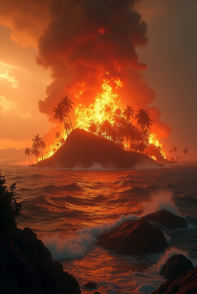 Canua Island on Fire