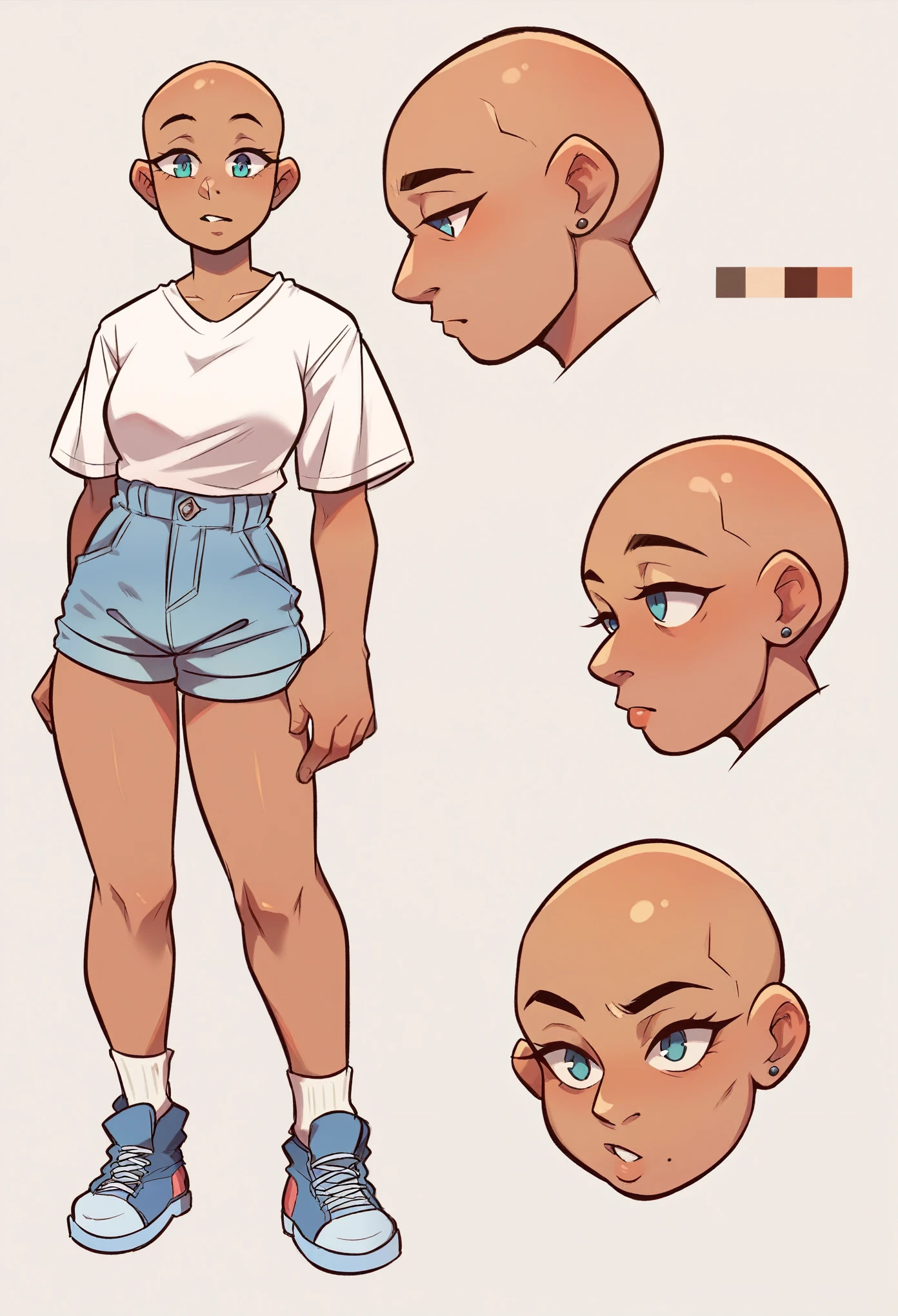 Bald girl, ych, pose reference 