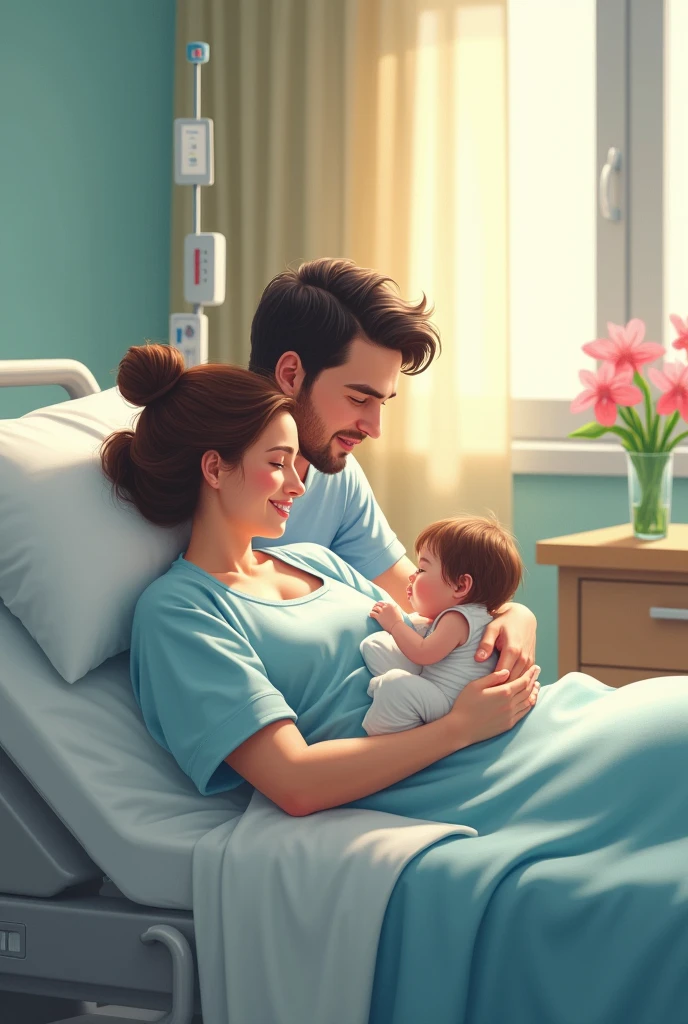 Sarah's birth at the hospital, mom and dad