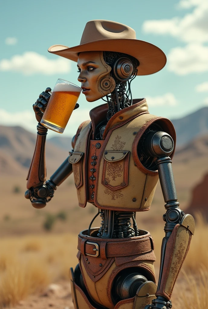 a huaso robot drinking beer