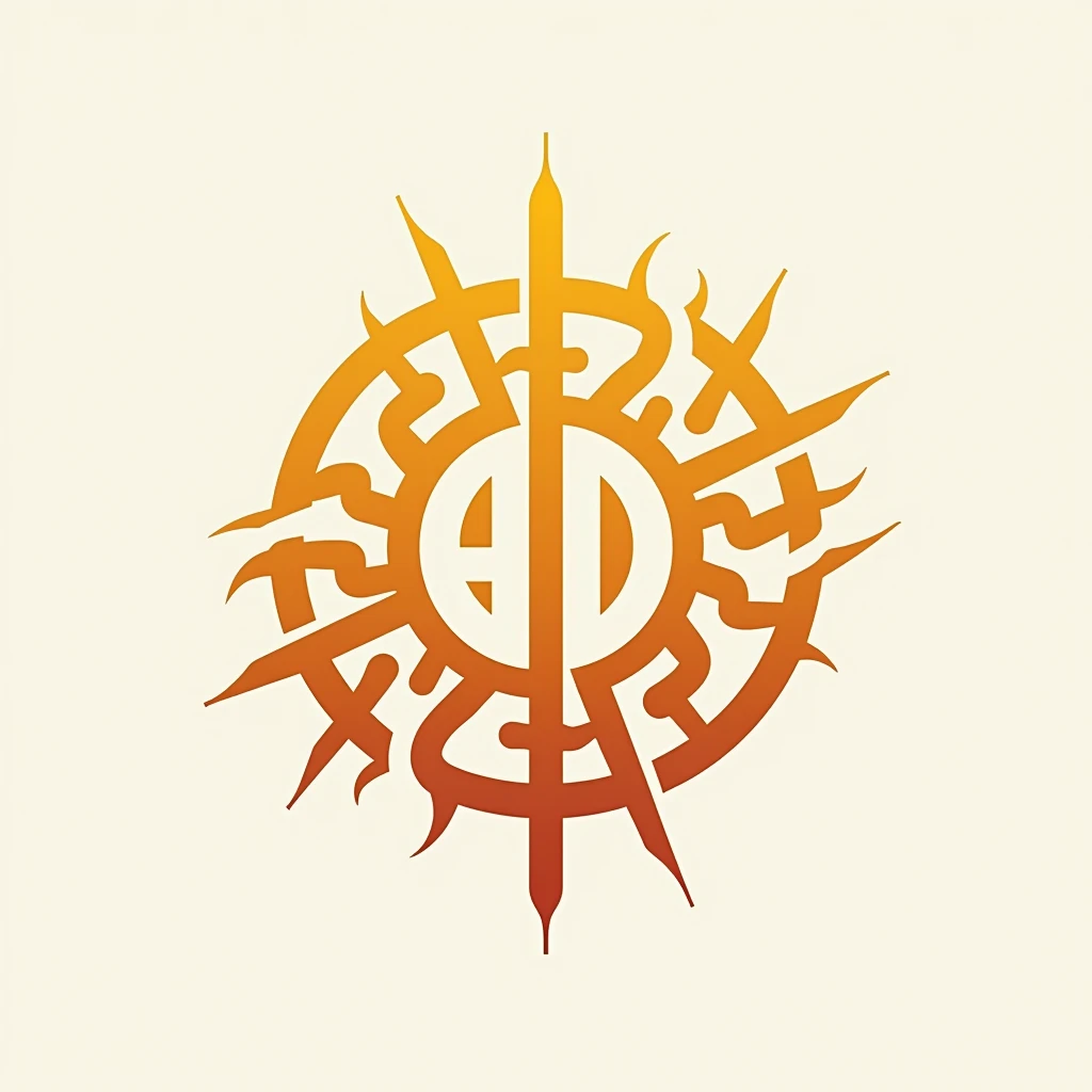 An abstract sun with the word AL and a cross. Logo Format.
