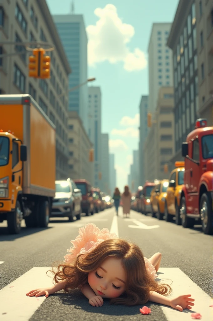 Random cute girl waking in road and many people are looking us