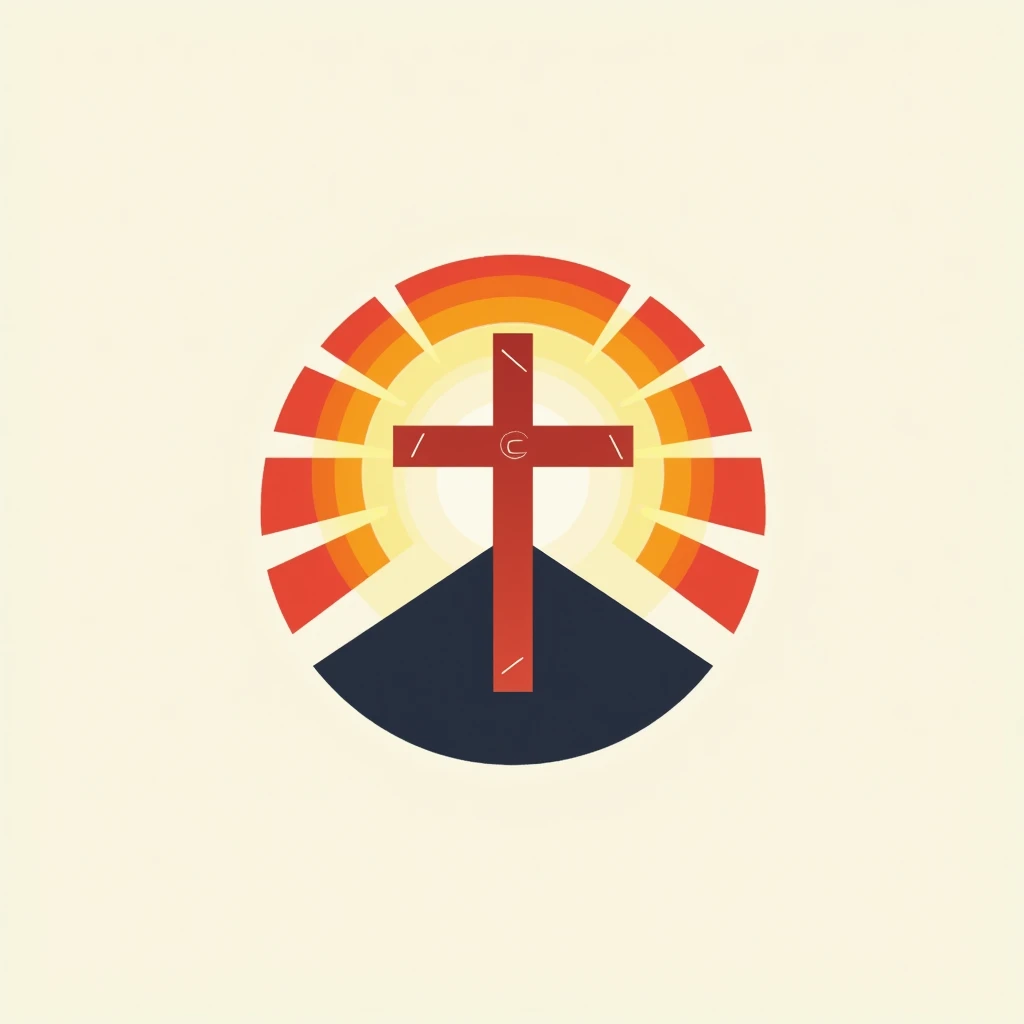 An abstract sun with a cross and the word AL. Logo Format.