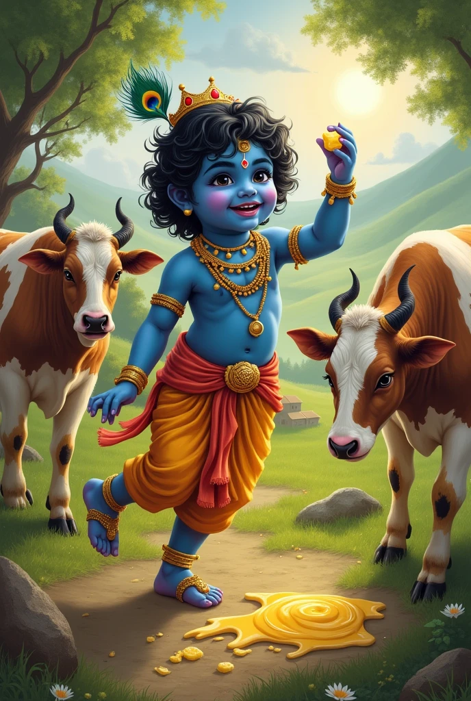 A bal Krishnana eating makkhan