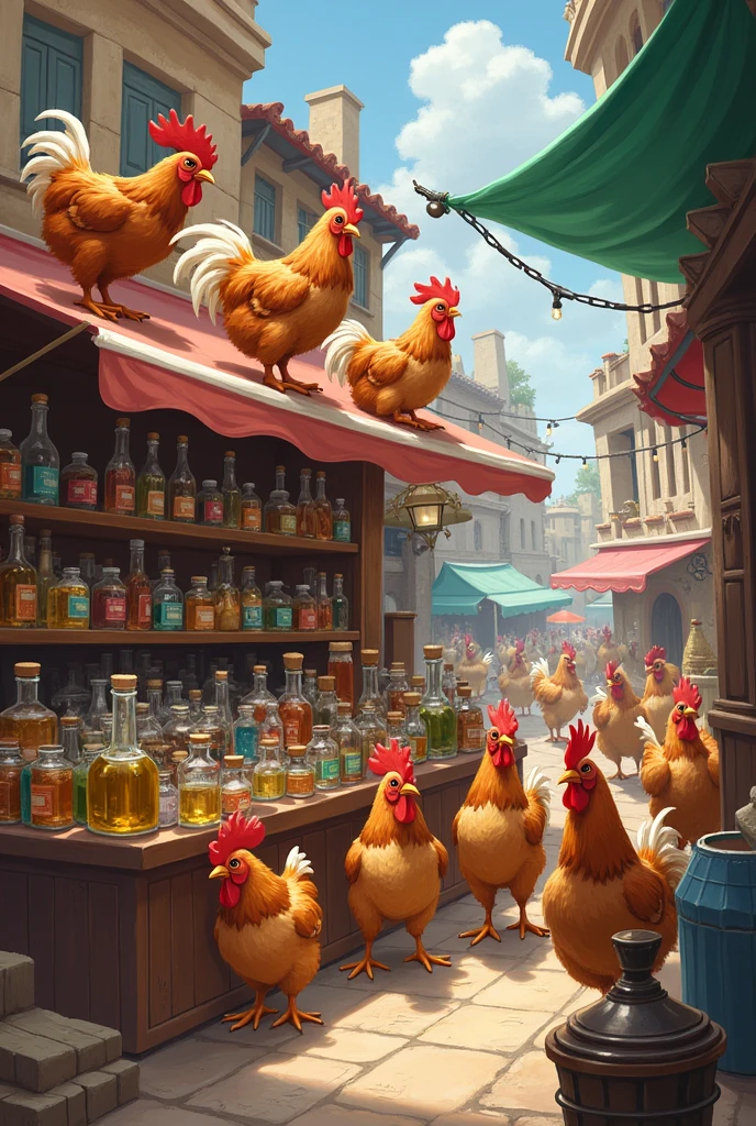 many hens selling oil