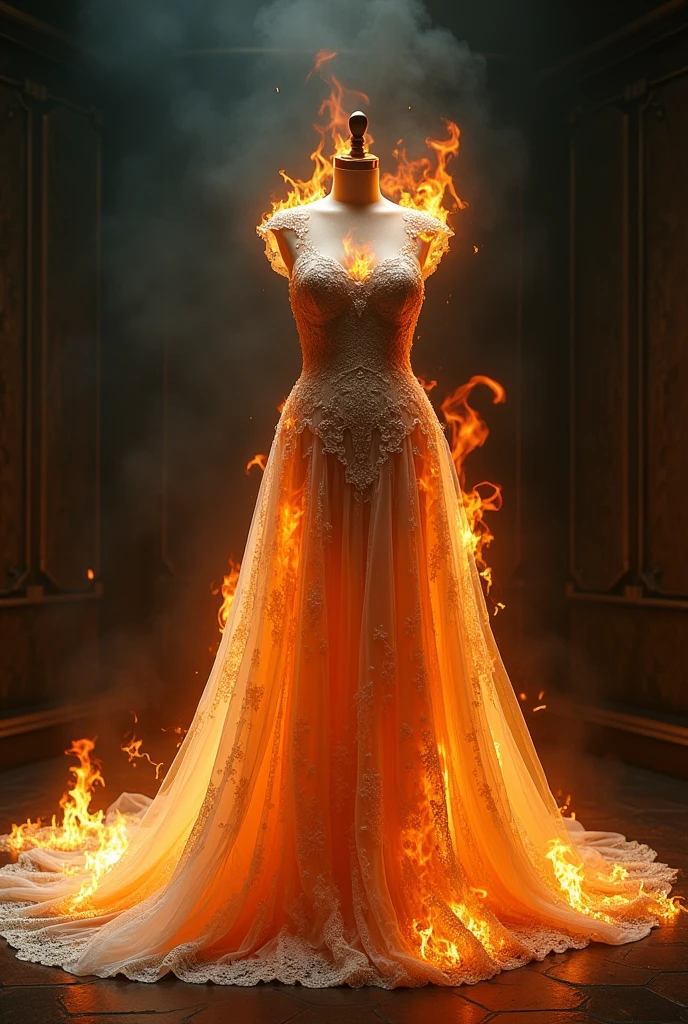 7 Burning Wedding Dress on a Mannequin is on Fire.