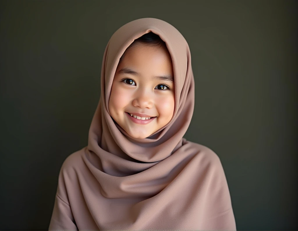 Malaysian girl naked wearing hijab, beautiful face smiles sweetly, small breasts