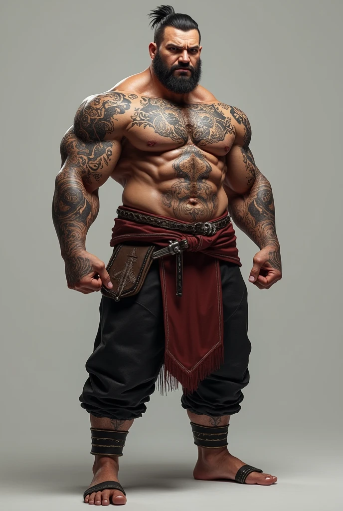 Tatto muscular male character design with name “ruy” realistic AI
