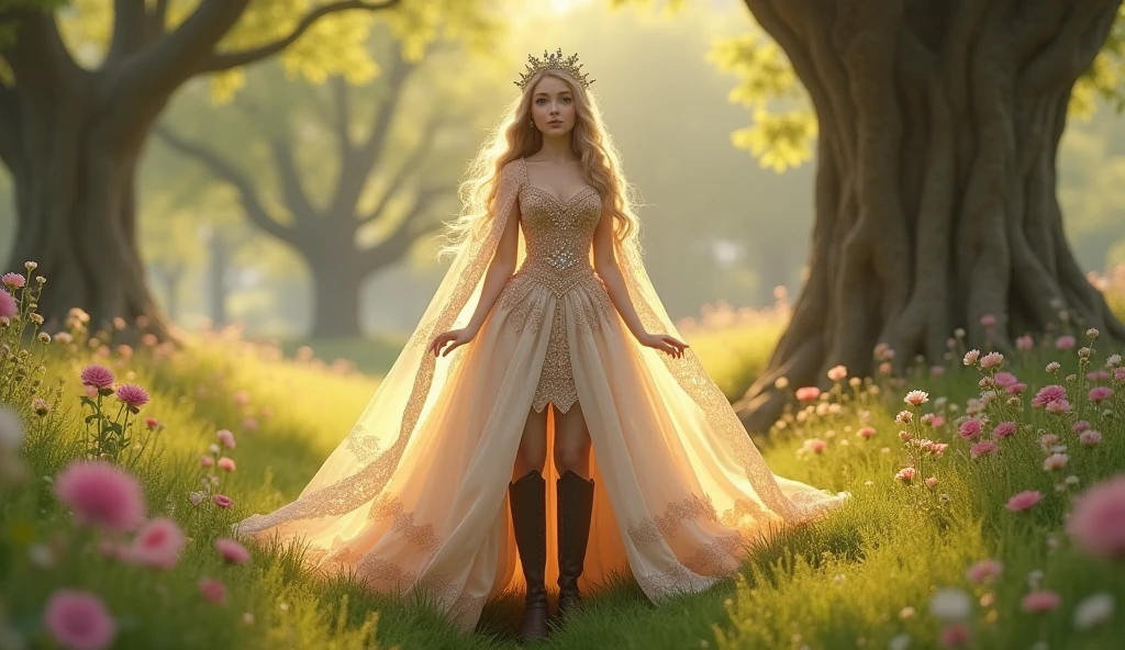Beautiful little princess wearing knee-high boots