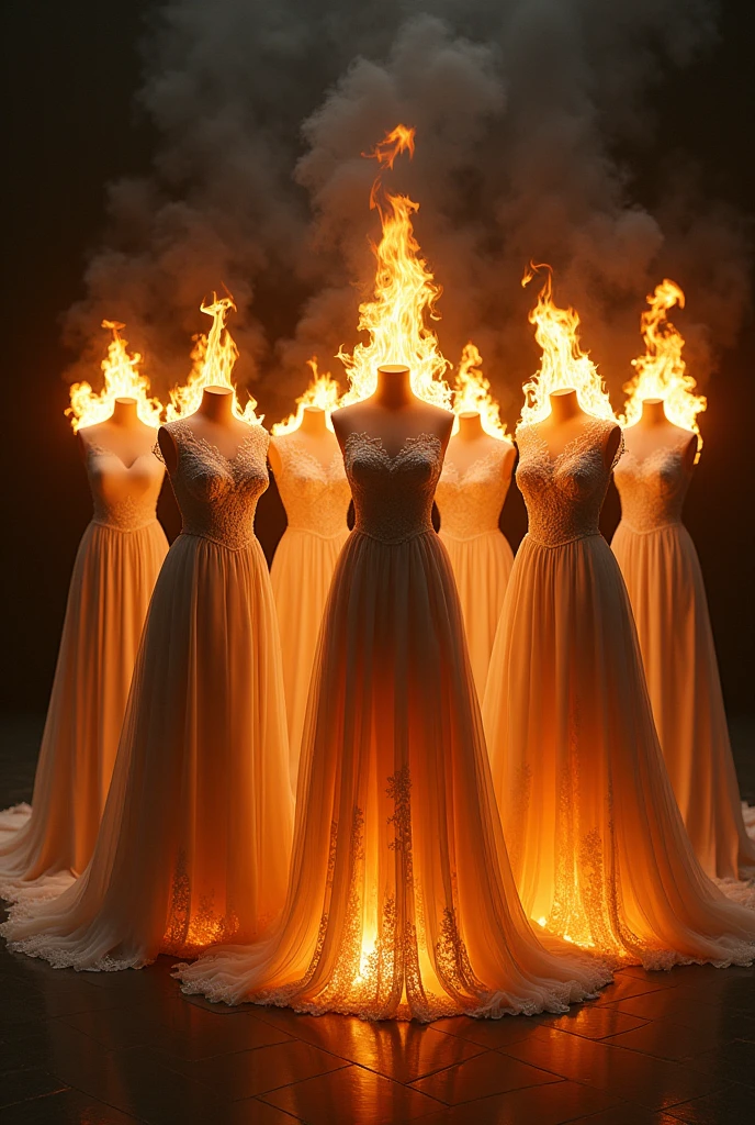 7 Wedding Dress on Mannequin are Burning