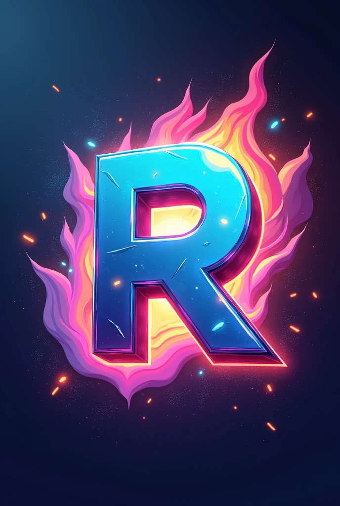 Letter R logo with a anime style background